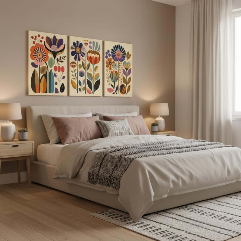 3 Piece Wrapped Canvas Print, 40cm H x 90cm W