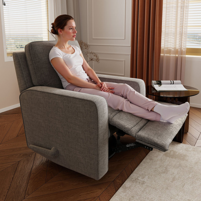  Fauteuil d'appoint rembourré pivotant à 360 ° Acc32 pour salon avec accoudoirs en bois massif et repose-pieds extensible pour le salon