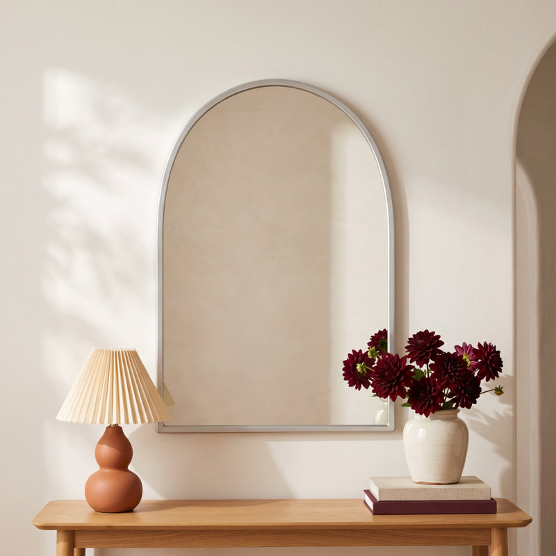 Clacy Metal Arch Mirror, Silver