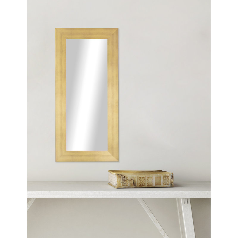 Engineered Wood Flat Mirror, 16" x 33", Matte Gold