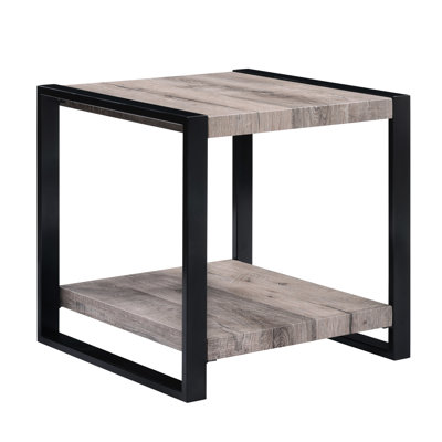 Rustic Brown End Table With Storage For Room Square Top Decoration