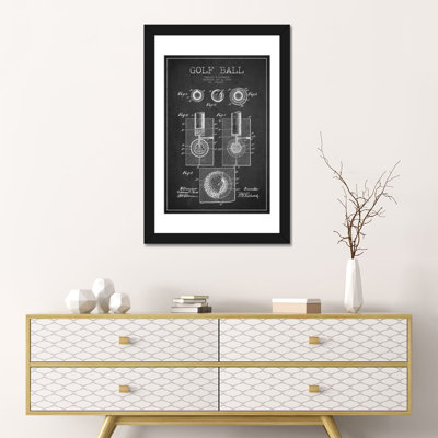 «Golf Ball Charcoal Brevet Blueprint» par Aged Pixel, impression sur toile tendue
