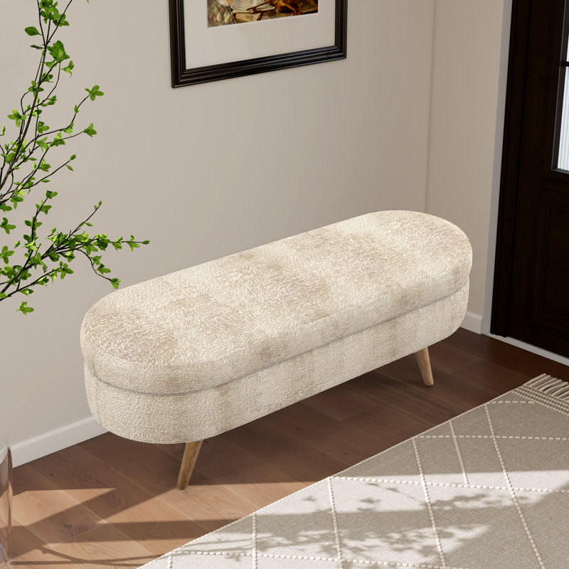 43.48" W Upholstered Flip Top Storage Bench With Solid Wood Legs, Brown