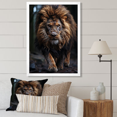 Black And White Lion Portrait Vibrant I - Lion Wall Art
