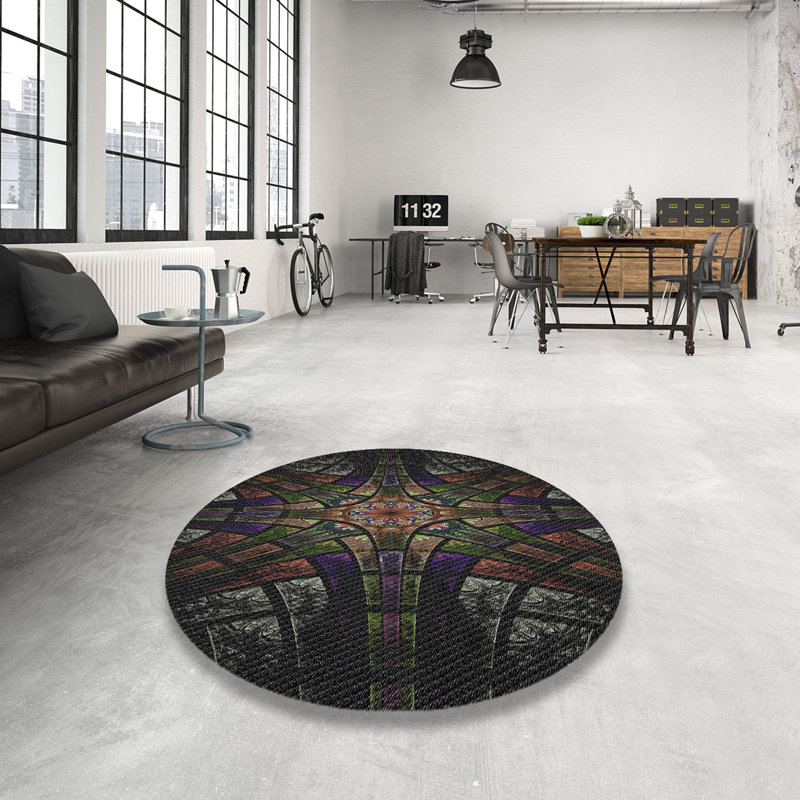 Abstract Indoor Rug, Round 7'