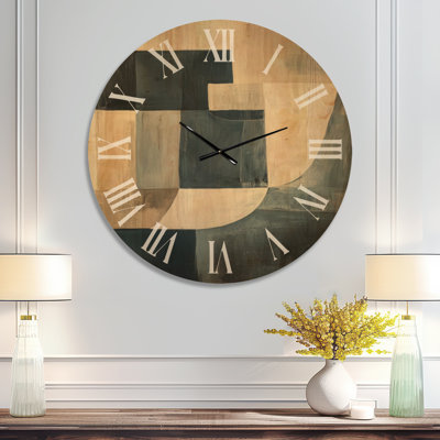 Indigo Geometric Balance - Abstract Wall Clock, Printed on Wood