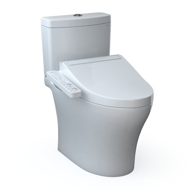 Toilette allongée deux pièces à double chasse 1,28 et 0,9 GPF TOTO®WASHLET + ® Aquia IV et siège de bidet WASHLET C2, blanc coton