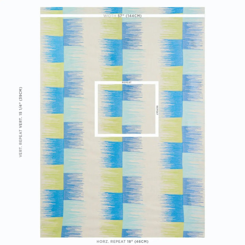 Tissu brodé Sunburst, Bleu / vert citron