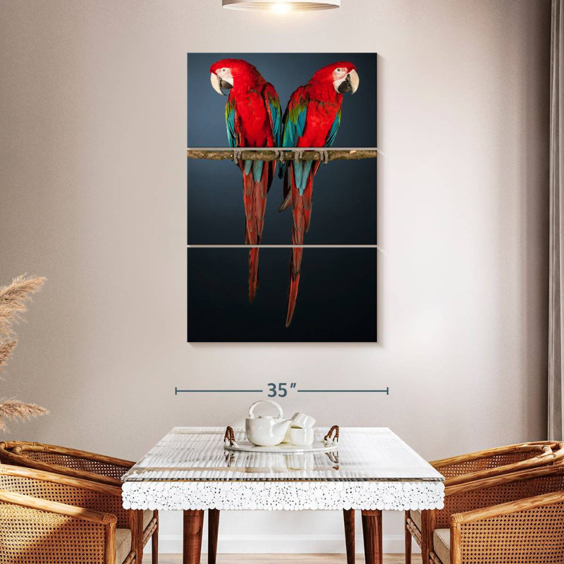 Brampt Red Green Macaws, 50" H x 32" W