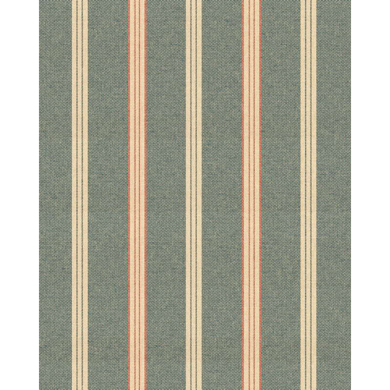 Woodstock Lifestyle Striped Wallpaper Roll, Red/Taupe/Washed Blue