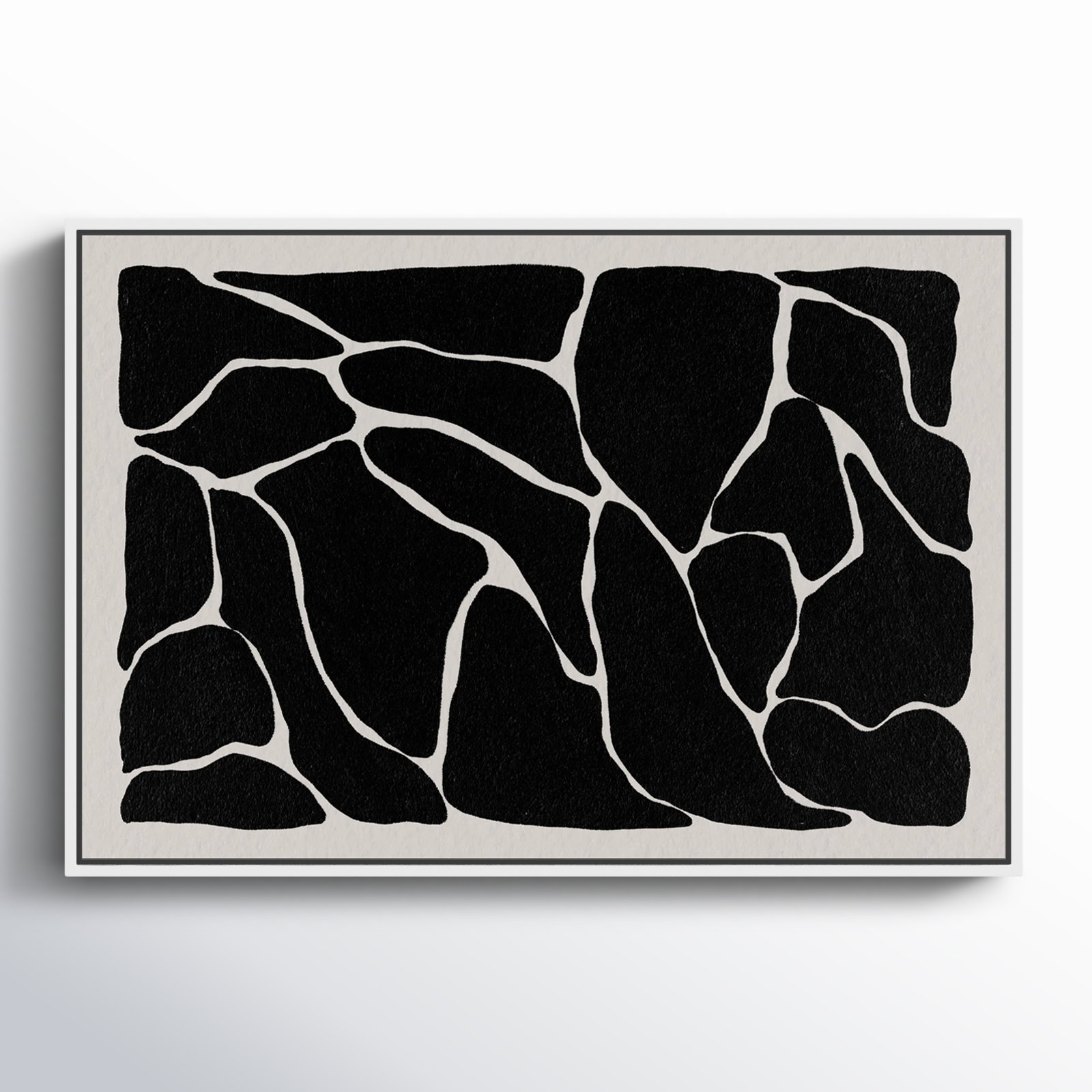 Abstract Black and White Giraffe Pattern Print, 11" H x 16" W, White