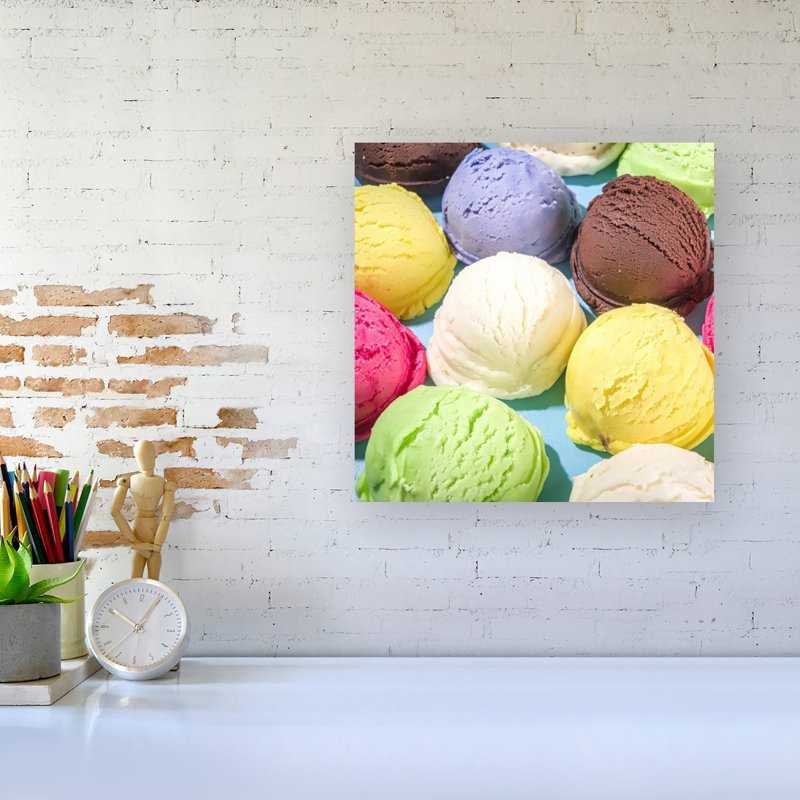 Ice Cream Scoops - Wrapped Canvas Print, 16cm H x 16cm W x 3.8cm D