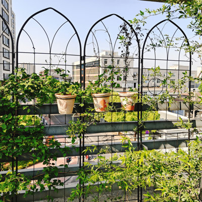 Paquet de 4 treillis de jardin en métal antirouille pour plantes grimpantes