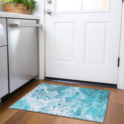 Tapis bleu sarcelle lavable à la machine intérieur / extérieur Cinead ACN1705