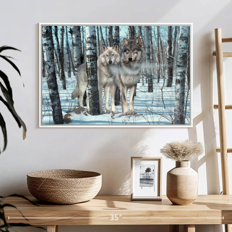 Ombres de neige, Cadre flottant blanc, 25 po x 17 po