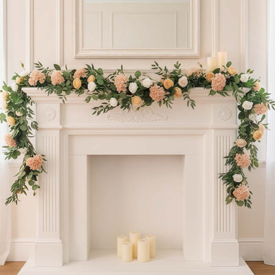 Guirlande de fleurs artificielles pour l'extérieur Faux guirlande blanche 5,58 pi Rose en soie Vignes suspendues Floral pour mariage Arche Fête Mur de jardin Cérémonie Toile de fond Décoration de printemps