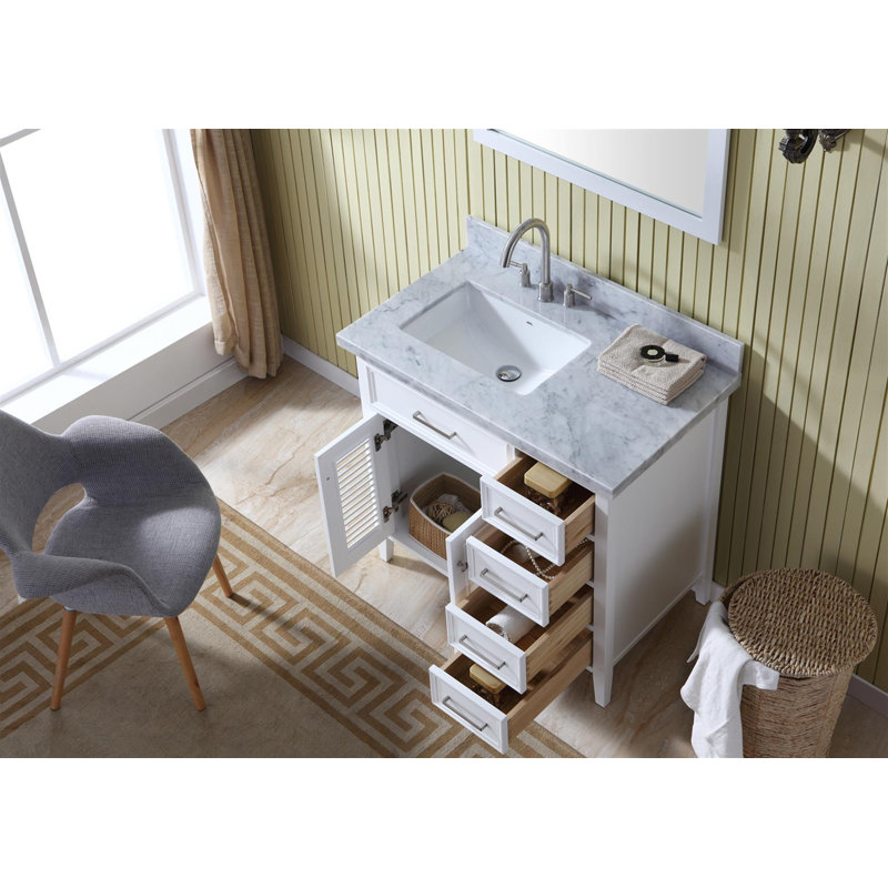 Ensemble de meuble-lavabo simple 37 po Bodhin, Blanc, Droite