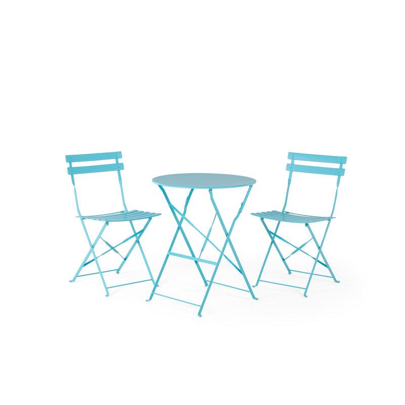 Colm 2 - Person Metal Patio Dining Set with Round Table, Blue