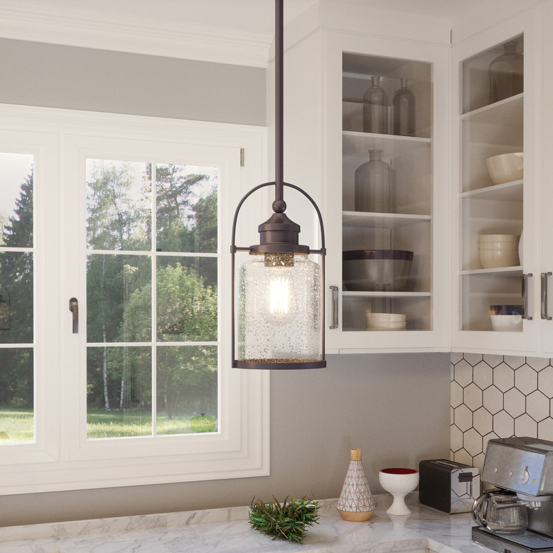 Payson 1-Light Western Bronze Mini Pendant Light, Western Bronze, 12" H x 6.5" W x 6" D