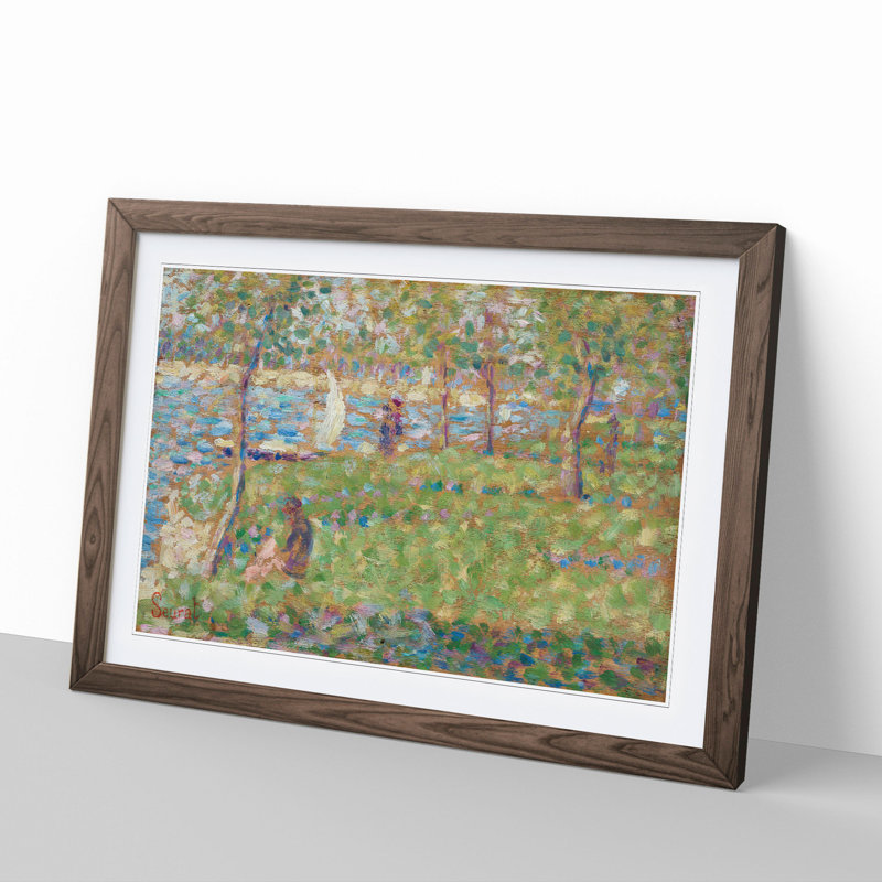 Study for La Grande Jatte Vol.1 by Georges Seurat - Picture Frame Painting on MDF, Walnut Framed, 36cm H x 48cm W x 2cm D