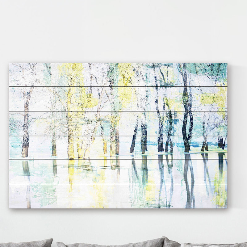 « yellow brume » par parvez taj,, reproduction d’art sur bois blanc, H 12 po x l 18 po x P 1,5 po