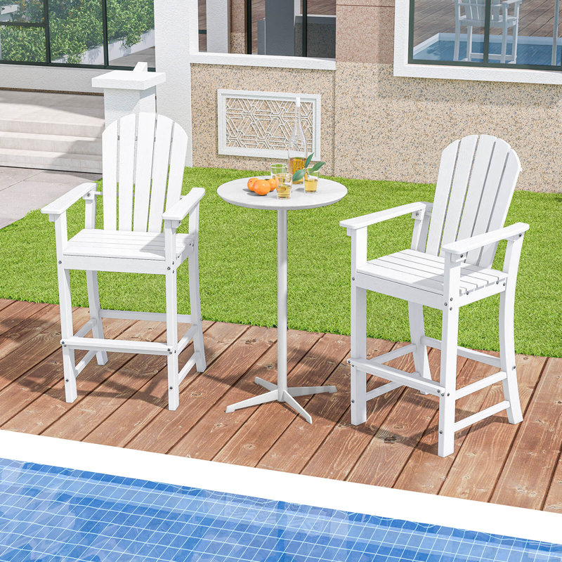 Tabouret d'extérieur à hauteur de bar Hdpe, Blanc