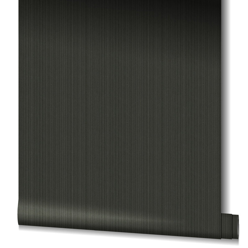 Jerez Silk Stripe Sheen Textured Wallpaper Roll 10.05m x 0.70m, Black