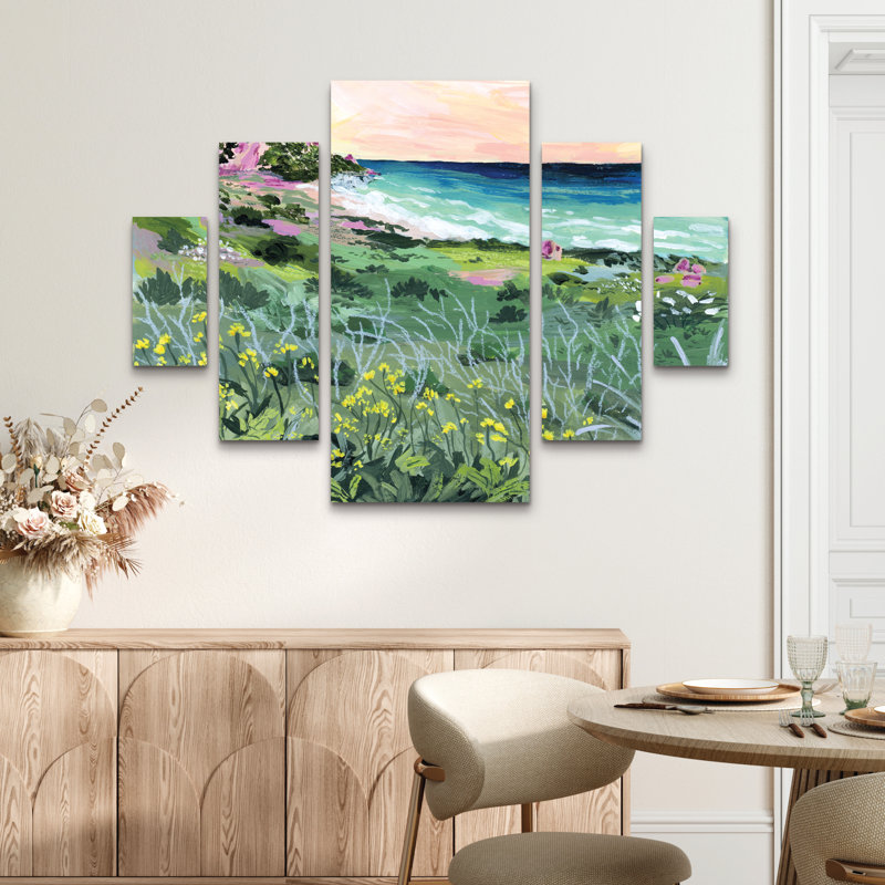 5 Panel Wall Art Set - Sarah Gesek 'Sunset Rock' Canvas Wall Art for Living Room, Bedroom, or Office Decor by 