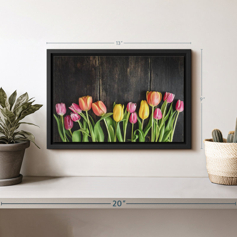 Tulips On Wood Canvas Print, 9" H x 13" W
