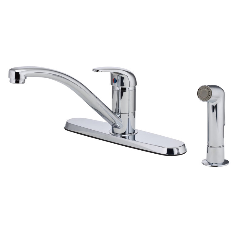 Pfirst Series 1-Handle Kitchen Faucet with Side Spray in Polished Chrome, Polished Chrome