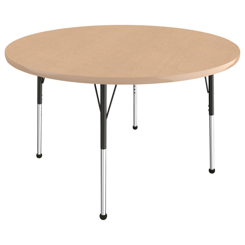 Table ronde à hauteur réglable, 48", Érable / érable, Standard Ball Glide