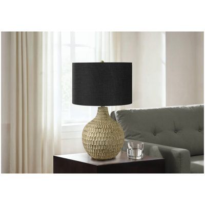Lighting, 25 po, lampe de table, abat-jour noir, résine brune, contemporain