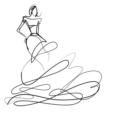 Ballgown Sketch - Wrapped Canvas Painting