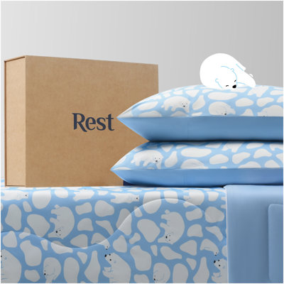 Édredon pour enfants avec 2 taies d'oreiller REST® Evercool®, doux et rafraîchissant, hypoallergénique, impression adorable faisant un cadeau parfait, 49 po x 69 po