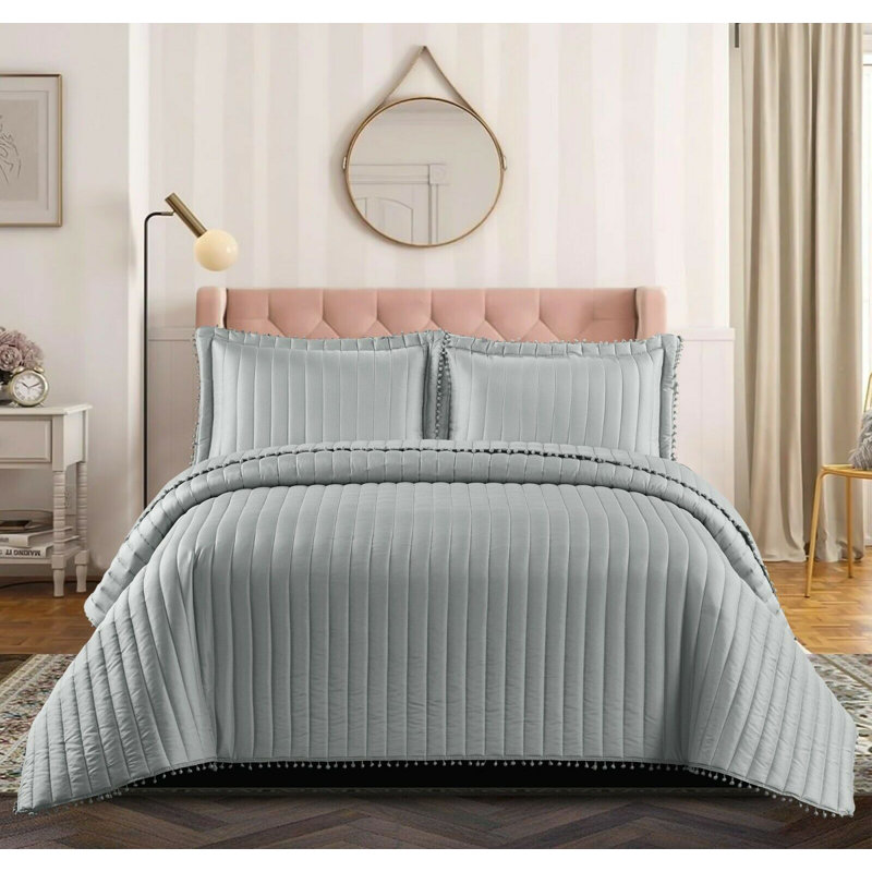 Kazanovicz Polyester No Pattern Bedspread, W200 x L200 cm, Grey