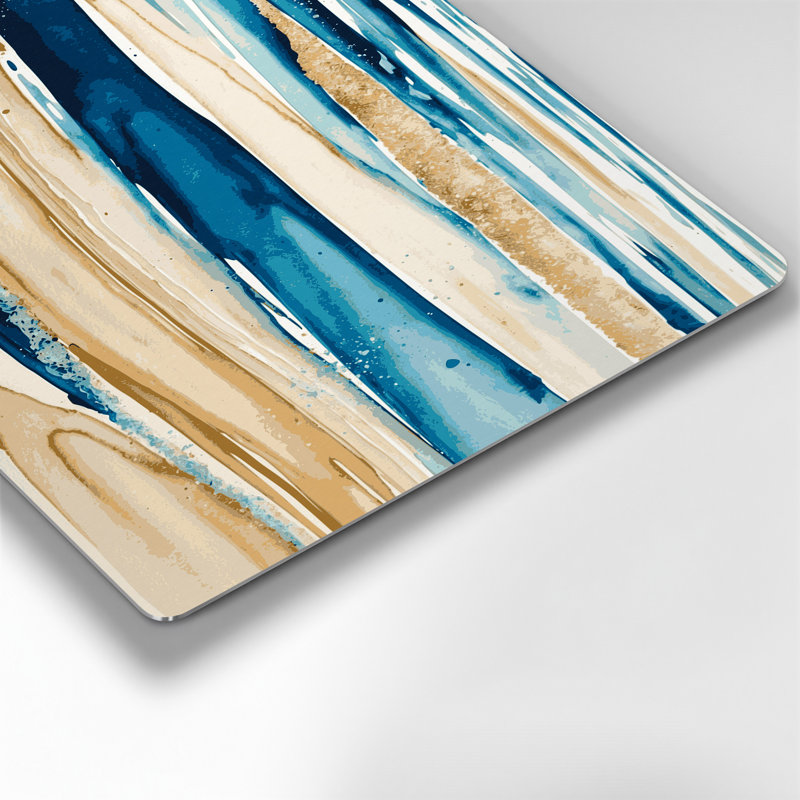 Art mural horizontal rayé horizontal bleu océan sable et sable, H 11 po x l 14 po