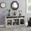 Meuble télé contemporain pour téléviseur de 65 po ou moins avec espace de rangement ouvert et fermé, gris pierre, l 60 po x P 15,75 po x H 29 po