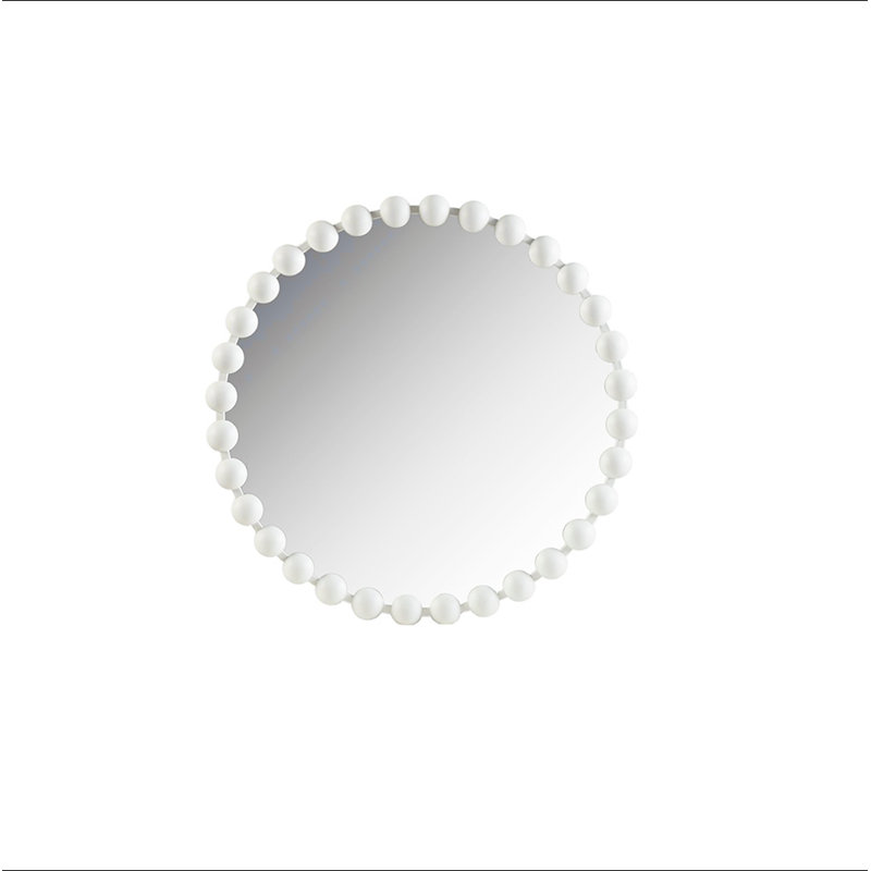 Miroir mural perlé, 27 po x 27 po, Blanc