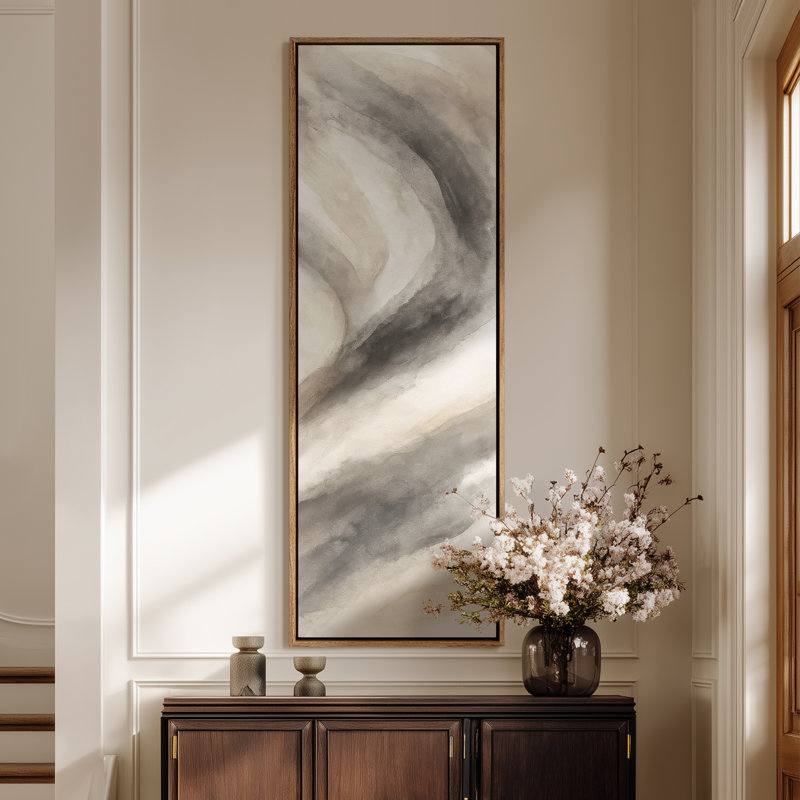 Grande toile murale encadrée, impressions abstraites, 60 po x 20 po, Naturel, H 60 po x l 20 po