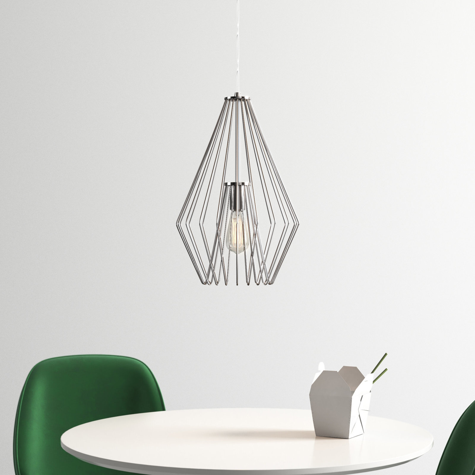 Frankie Single Light Metal Dimmable Pendant, 18.5" H x 12.25" W x 12.25" D, Brushed Nickel