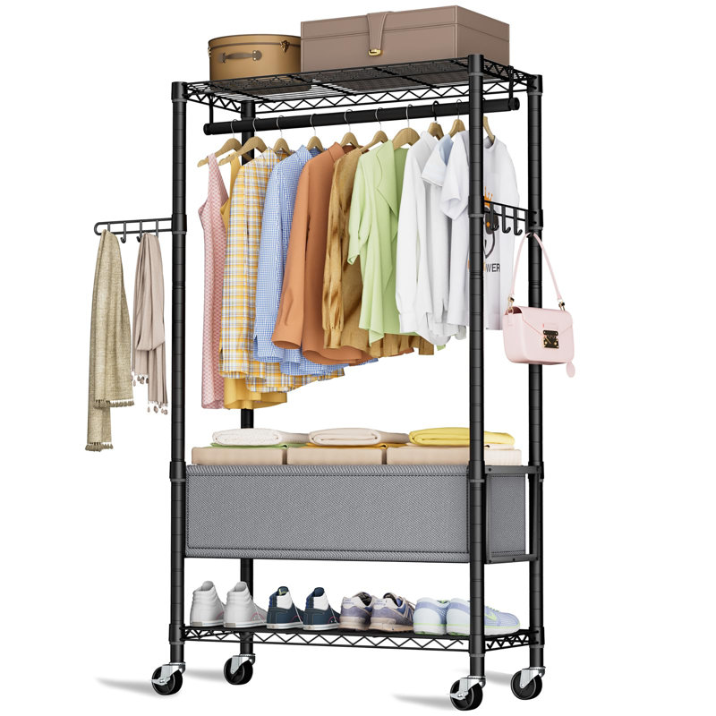 Multi - functional Three - tier Clothes Rack with Removable Baske