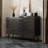 47.2"W Modern Black Sideboard With Slatted Door & Adjustable Shelves