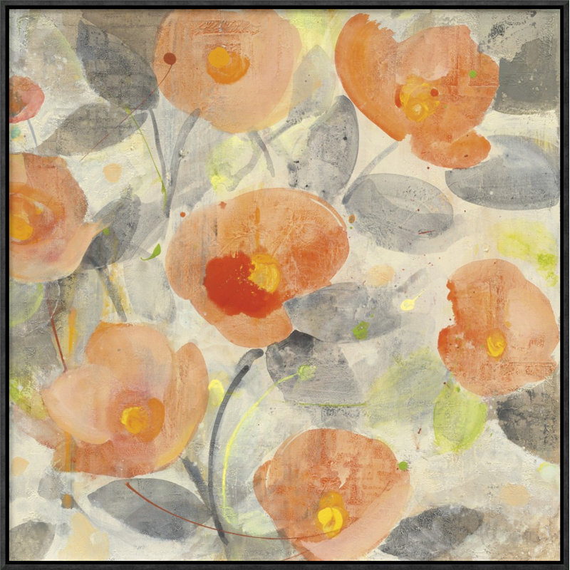 « popy jardin ii », impression, H 18 po x l 18 po x P 1,5 po, Toile tendue, Pas de tapis
