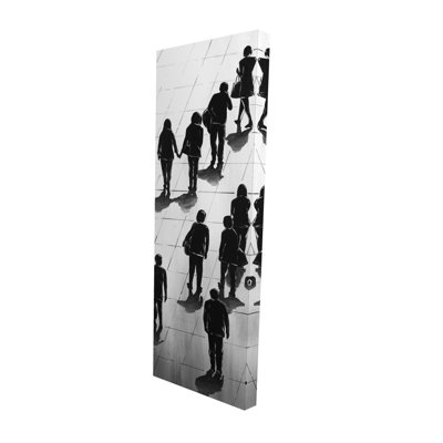Silhouettes of People on the Street - Black & White Woman Canvas