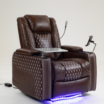 Power Zero Gravity Recliner With Multifunctional Features - Storage Armrest & Cup Holder - Laptop Table & Phone Holder- Reading Light & Led - Infinite Position Recline For Living Room & Office