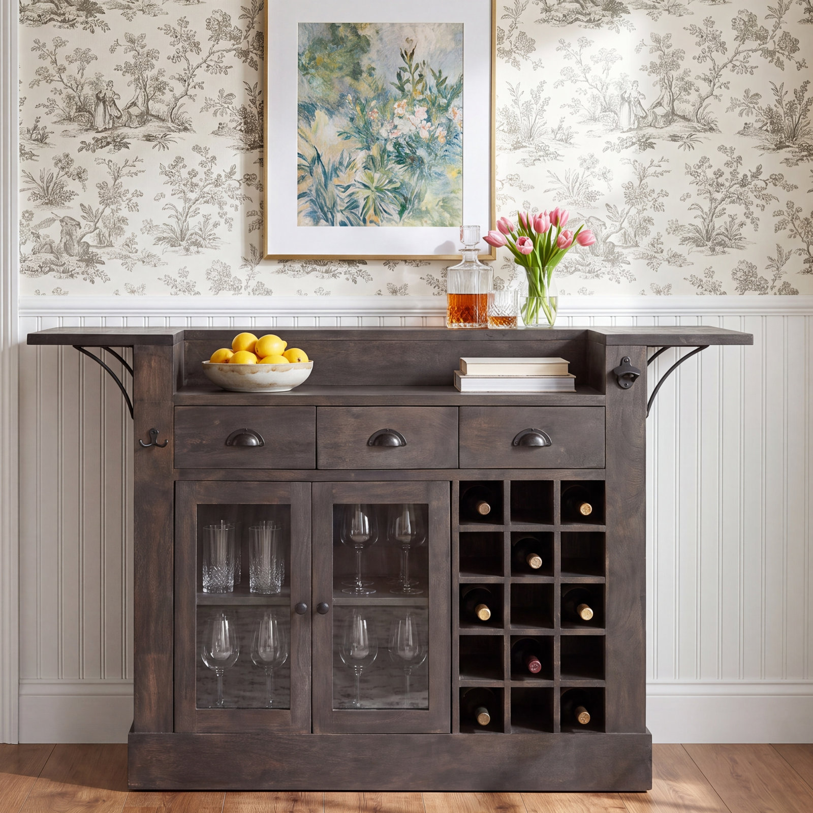 Catherine Solid Wood Bar Cabinet