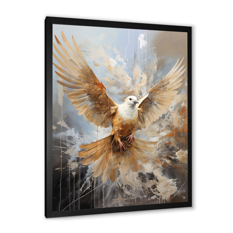 «Lovely White Dove II», art mural colombe, Cadre simple noir, H 32 po x l 24 po x P 1 po
