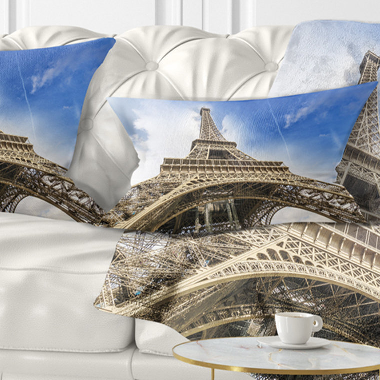 Fantastic View of Paris Paris Eiffel Towerfrom Ground - Cityscape Printed Pillow