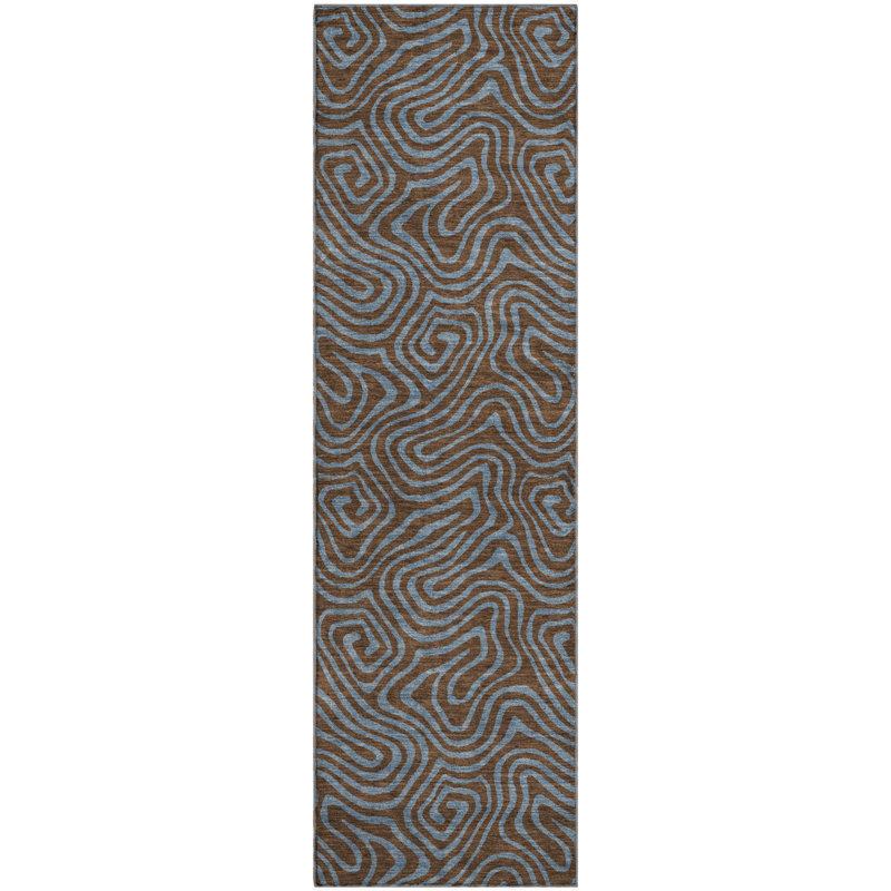Premium Machine Washable Birchview AMF1031 Swirls Rug, Runner 2'3" x 7'6"