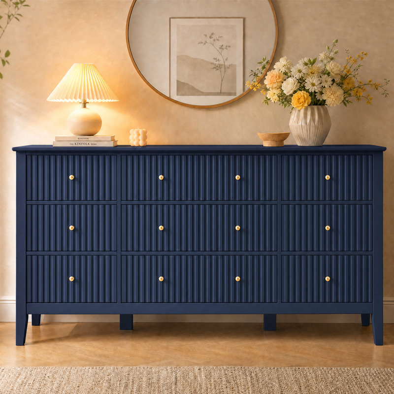 Commode 9 tiroirs Amberrae, Bleu